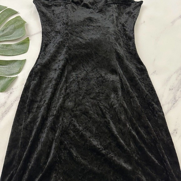 All That Jazz Womens Velvet Cocktail Dress Size L New Black Beaded Choker 90s - Picture 8 of 9